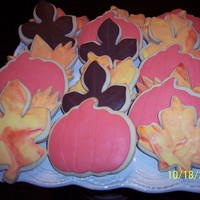 Fall Themed Cookies Sugar cookies with fondant decoration.
