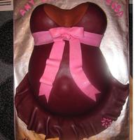 Baby Shower Pregnant Belly Burgundy Dress and Pink Bow to match the customer's outfit at her baby shower. MMF and Satin Ice