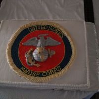 Marine Ball Cake I made this cake to celebrate the Marine Corps Birthday. The emblem was sculpted out of rolled fondant and painted with gold and silver...