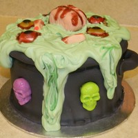 Witches Cauldron Made just for fun and then I ended up gaving it to my cuz for her birthday. I found gummy eye balls and I made every thing else out of...