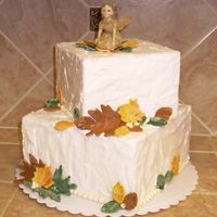 Square Fall Wedding Cake Dummy Just messing around with cake dummies and trying the BC "stucco" technique. Turned out okay - not super thrilled with it. Fairy...