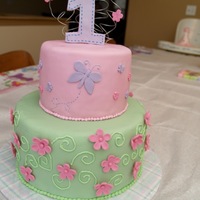 1St Birthday Cake Made this for my daughter's 1st birthday party. Her decorations had butterflies and flowers. I lost my brand new butterfly mold and...