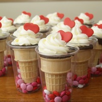 Valentine's Ice Cream Cone Cupcakes Direct copy of the cute cupcakes by Nefgaby. Finally had a reason to do them - for my son's preschool class.