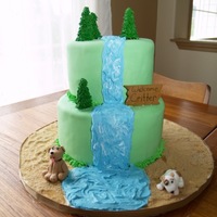Waterfall Baby Shower Cake Made for a girl who didn't want a baby-ish baby shower cake (??) and wanted it to have something to do with a forest, a river, and...