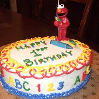 Elmo Smash Cake small oval cake for baby's first b-day. bc with purchased candle