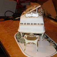 Piano Cake This was a cake covered in fondant and using the Wilton piano accessories. Only the cake and fondant are edible, the rest are plastic from...