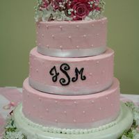 Img_1908.jpg First Wedding cake--ever! White chocolate cake with raspberry grand marnier cream filling and butter cream icing.