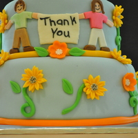 Thank You Thank You cake for teacher apprieciation day. Chocolate cake, vanilla buttercream, marshmallow fondant.