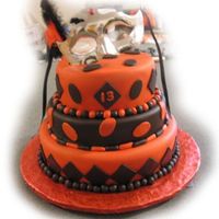 Masquerade Birthday Party Cake Second time decorating with fondant and second time stacking a cake!Bottom 12&acirc;, middle 10&acirc;, and top 8&acirc; all...