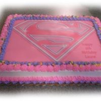 Super Girl Quarter Sheet Cake with Buttercream icing and edible image.