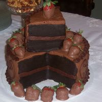Chocolate Chunk! Devil's food cake with chocolate BC icing. Chocolate dipped strawberries. I loved the concept of this cake. It didn't turn out as...