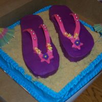 Flip Flop Cake My first carved cake!! I donated to my school to raise money for Relay for Life. We made around $300. Iced in BC, fondant straps, royal...