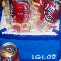Coca Cola Cooler! French vanilla cake iced in BC. Cokes are real. Ice is clear jello.