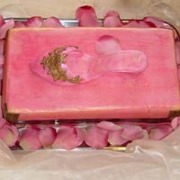 1St Shoe Box And Shoe Cake Chocolate and yellow cakes layers and Ganache.