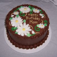 Chocolate Daisies Almond cake w/ chocolate BC, BC flowers