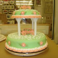 Wedding Cake This was my cake for course 3. It is fondant with royal flowers and bc. People said "a green wedding cake?" they don't know...