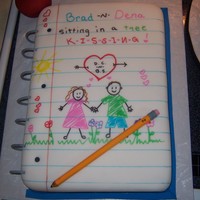 Note Book This was the other cake for the dinner rehershal, it was for the bride. She is a teacher. My mom, sister and I did them both together.