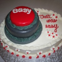That Was Easy Grandson graduate works at Staples, had fun doing this cake. Oval base, one layer, torted, chocolate cake with bc. Button base, 6 in...