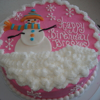 Snowgirl Birthday Cake French vanilla cake with buttercream frosting. Snow"girl" is MMF