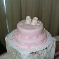 A Baby Shower Cake ONE CAKE OF VANILLA AND THE OTHER OF CHOCOLATE FOR A GIRLBABY SHOWER.