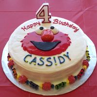 Elmo 4Th Birthday Buttercream icing, fondant face. Crayons are fondant-covered chocolate melts. I used straws to mold the chocolate - Jacques Torres would...