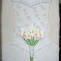 Fondant Bridal Dress My friend threw a bridal shower and wanted a bride cake and groom cake to go with the bridal dress/tux theme. I used the shower napkins as...