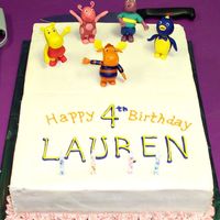 Backyardigans I was planning to make a whole backyard scene with Backyardigans characters and houses for my daughter's birthday cake. I spent way...