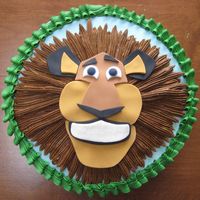 Austin's Alex The Lion This was a WASC frosted in bc; Alex's face is fondant and his mane is bc. I just realized that I forgot his whiskers - TFL!