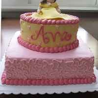 Ava's Princess Belle For a little girl who loves Princess Belle's 2nd birthday. Chocolate cake frosted in bc; Belle is made of 50/50 gumpaste and fondant...