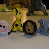 Fondant Animals All animals are made of fondat. Will be putting them on a baby shower cake.