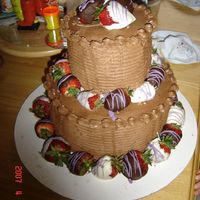 Chocolate Cake W/choc Strawberries Yellow Cake w/choco icing and chocolate covered strawberries