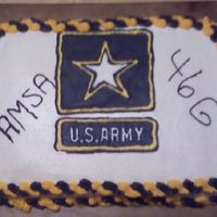 Army Cake For My Hubby's Work. I mad this cake for my husbands work. It's yellow cake with buttecream icing and a royal icing transfer.