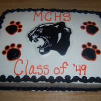 Panther Reunion Cake Made for a reunion at our local high school. Carrot cake with buttercream icing. Panther is a FBCT.