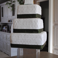 Square Wedding Cake With Sugar Pearls 