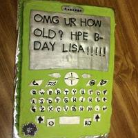 Cell Phone Cake Red velvet cake, cream cheese icing, and fondant accents.