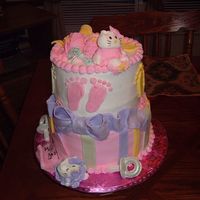 Hello Kitty Baby Shower Cake was inspired by many cc baby shower cakes . Client wanted hello kitty , although they came out to fat!