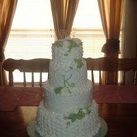 Dscf0401.jpg First Wedding Cake. Tried to do something sort of nice without adding a lot of expensive detail , because customer made it clear her budget...