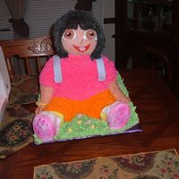 Dora The Explorer I got this idea from janetbme's website , teh cake came out nothing like the one she did. her eyes were to big. i thought she could...
