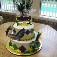 Yasmani's Mardi Gras Birthday My 14 year old granddaughter wanted a Mardi Gras cake for her birthday in July. Her 16 year old sister helped make the cake by rolling all...