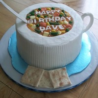 Vegetable Soup This was a birthday cake for my Sunday School teacher. It was supposed to be a "bowl" of soup, but the bowl ended up as a lump...