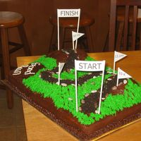 100K Trail Race Cake I made this cake for my boss who was running a 100K(~60 mi) trail race. BC frosting with chocolate wafers for the trail and little edible...