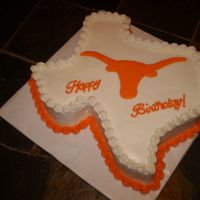 Ut Cake 11x15 cake carved into shape of Texas. Buttercream icing.