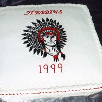 Indian Head I made this cake for my son and a couple of his friends graduation party.It was their schools mascot.