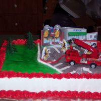 Fire Truck I did this for my nephews 3rd birthday! My sister got the cake kit and I did the rest!