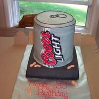 Coors Light Can This cake is 5 -- 8" cakes plus 1 -- 10" square. Square is covered in fondant and everything else is buttercream. The coors light...