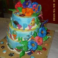 Hawaiian 50Th Birthday Cake Sister-in-Law's Surprise 50th Birthday with a Hawaiian theme. Bottom layer is Carrot Cake, Middle Layer is Chocolate Cake and top...