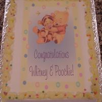 Winnie The Pooh Baby For this cake, I scanned the napkin that matched the baby shower decor, cropped, edited and added my own background and matching yellow...