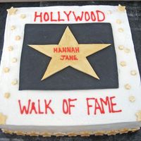 Hannah's Star Made for a Hollywood walk of fame themed birthday. BC with fondant accents. The gold stars are white fondant painted with super gold luster...