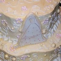 Bridal Shower Petal shaped cake, iced in buttercream with fondant flowers and pearls.