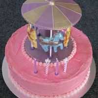 Email_Cake1.jpg Poppy's 4th birthday cake. all chocolate carousel. Decorated with Cake Centrals Mauve Quartz and Radiant gold lustre dust. Ponies have...